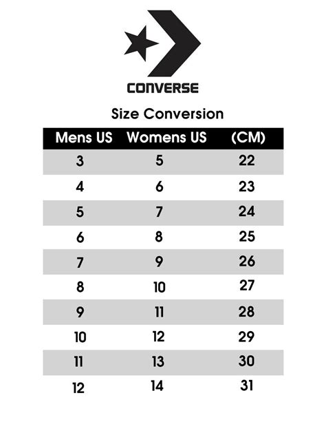 converse shoe size conversion chart.